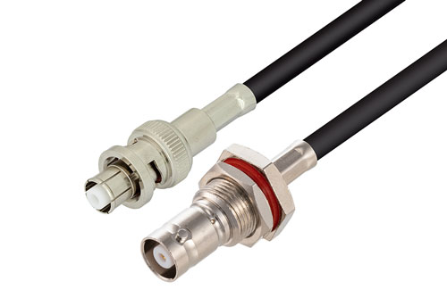MHV メスバルクヘッド 〜 SHV プラグ ケーブル、RG58 同軸