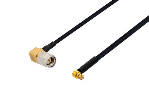 SMA Male Right Angle to SMP Female Right Angle Cable Using PE-SR405FLJ Coax with 270 Deg. Clock