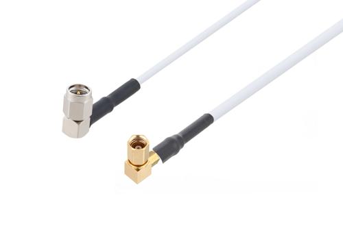 SMA Male Right Angle to SSMC Plug Right Angle Cable Using RG188-DS Coax with HeatShrink, LF Solder