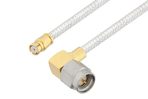 SMP メス 〜 SMA オス直角 ケーブル、PE-SR405FL 同軸