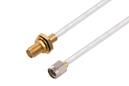 SMA Female Bulkhead to SMA Male Cable Using PE-SR402FL Coax