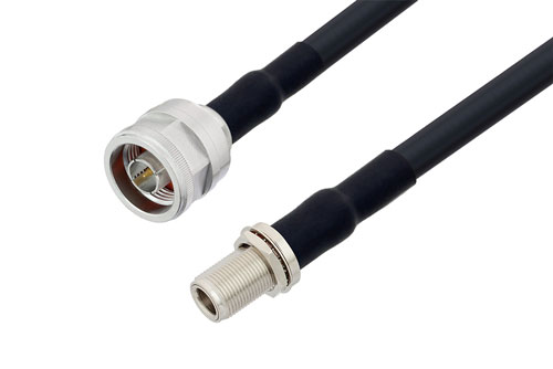 N Male to N Female Bulkhead Cable Using LMR-400-DB Coax with HeatShrink