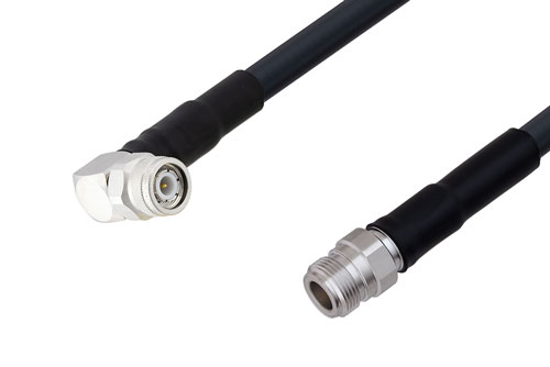 TNC Male Right Angle to N Female Cable Using LMR-400-UF Coax with HeatShrink