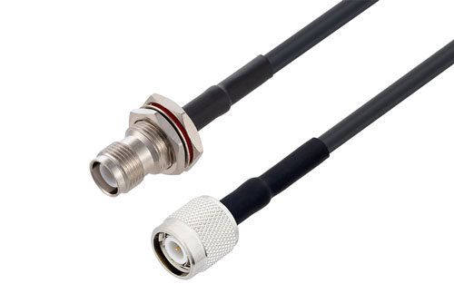 Reverse Polarity TNC Female Bulkhead to TNC Male Cable Using LMR-195-FR Coax with HeatShrink