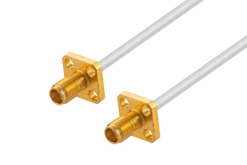SSMA Female 4 Hole Flange to SSMA Female 4 Hole Flange Cable Using Tinned RG405 Coax