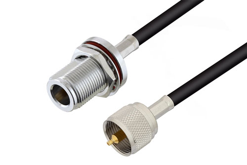N Female Bulkhead to UHF Male Cable Using RG58 Coax