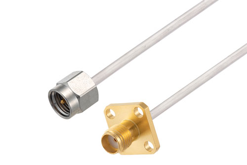 SMA Female 4 Hole Flange to SMA Male Cable Using PE-SR405AL Coax