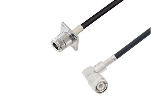 TNC Male Right Angle to N Female 4 Hole Flange Cable Using LMR-195 Coax