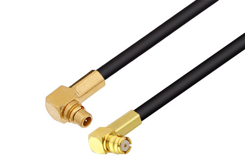 Push-On SMP Female Right Angle to MMCX Plug Right Angle Cable Using LMR-100 Coax