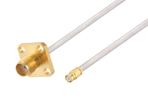 SMA Female 4 Hole Flange to SMP Female Cable Using PE-SR405AL Coax