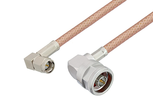 SMA Male Right Angle to N Male Right Angle Cable Using PE-P195 Coax