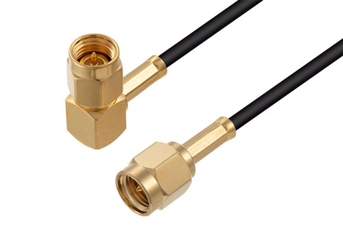 SMA Male Right Angle to SMA Male Cable Using LMR-100 Coax