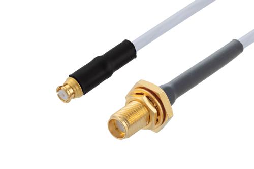 SMA メス バルクヘッド ～ プッシュオン SMP メス, ケーブル RG196 同軸