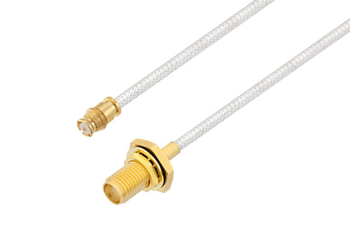 プッシュオン SMP メス ～ SMA メス バルクヘッド, ケーブル PE-SR405FL 同軸