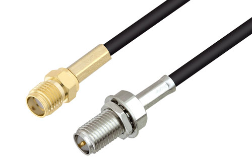 SMA メス ～ 逆極性 SMA ジャック バルクヘッド 低損失ケーブル LMR-100 同軸
