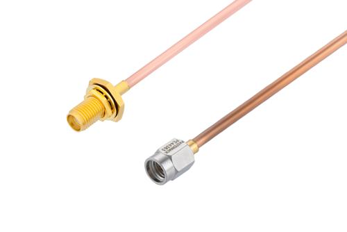 SSMA オス ～  SMA メス バルクヘッド, ケーブル RG405 同軸