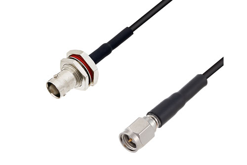 BNC メス バルクヘッド ～ SMA オス 低損失ケーブル LMR-100 同軸