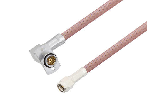 スライドオン BMA ジャック 直角 2 穴フランジから SMA オス, ケーブル RG142 同軸