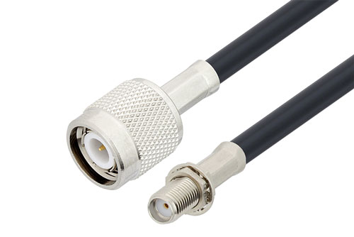 SMA メス バルクヘッド ～ TNC オス 低損失 ケーブル,  LMR-195 同軸