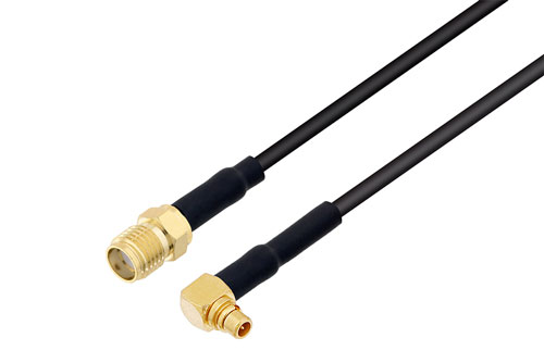 MMCX プラグ 直角 ～ SMA メス 低損失ケーブル PE-C100-LSZH 同軸, 熱収縮チューブ