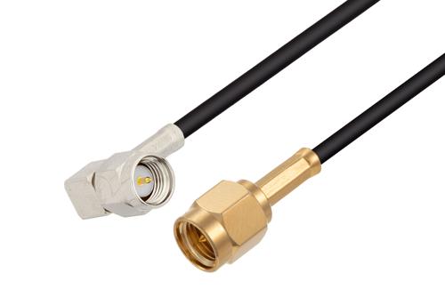 SMA オス ～  SMA オス直角, ケーブル PE-C100-LSZH 同軸 , 鉛フリーはんだ