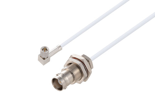 10-32 オス直角 ～ BNC メス バルクヘッド, ケーブル RG188-DS 同軸