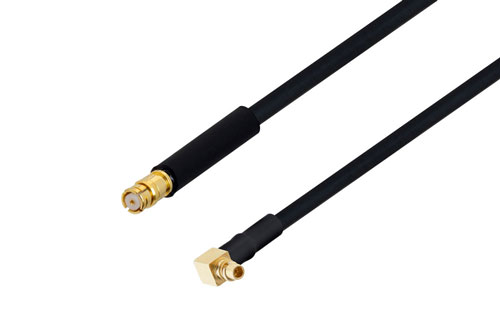 SMP メス ～ MMCX プラグ 直角, ケーブル PE-SR405FLJ 同軸, 熱収縮チューブ