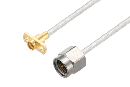 SMA オス ～  リミットデテント SMP オス 2 穴フランジ, ケーブル PE-SR405FL 同軸
