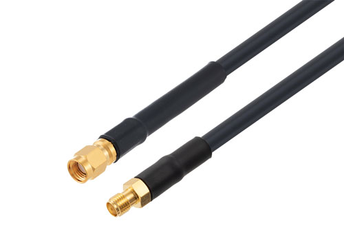 SMA メス ～ 逆極性 SMA プラグ 低損失ケーブル LMR-240-DB 同軸, 熱収縮チューブ