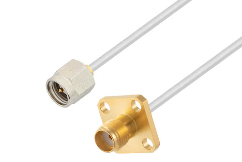 SMA メス 4 穴フランジ ～ SMA オス ケーブル,  錫メッキ RG405 同軸