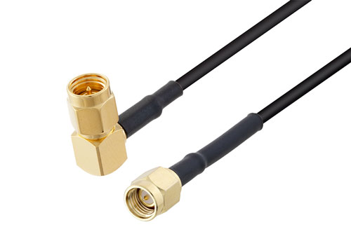 防火定格 SMA オス直角 ～ SMA オス 低損失ケーブル LMR-100-FR 同軸, 熱収縮チューブ