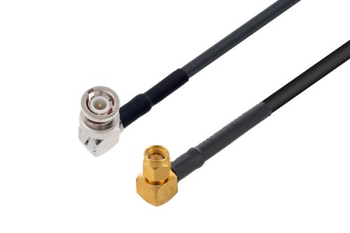 BNC オス 直角 ～ SMA オス 直角 低損失ケーブル, LMR-200-FR 同軸