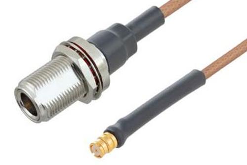 N メス バルクヘッド ～ SMP メス, ケーブル RG178 同軸