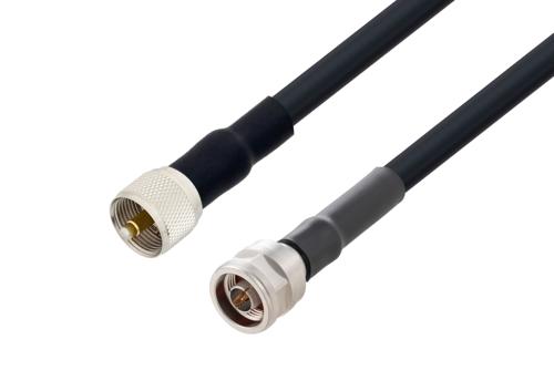 UHF オス ～  N オス, ケーブル LMR-LW400 同軸, 熱収縮チューブ