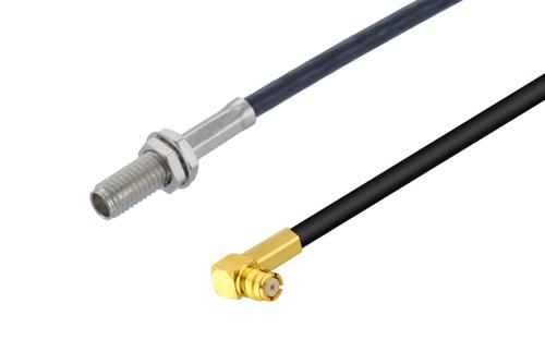 SSMA メス バルクヘッド ～ プッシュオン SMP メス 直角, ケーブル LMR-100 同軸