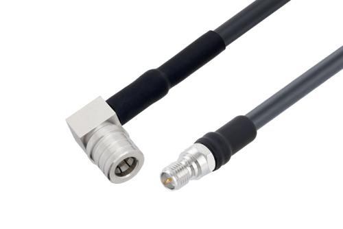 QMA オス直角 ～ 逆極性 SMA メス, ケーブル LMR-195-UF 同軸, 熱収縮チューブ