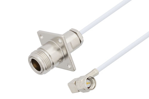 N メス 4 穴フランジから SMA オス直角, ケーブル RG188 同軸