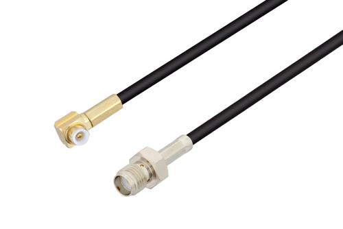 スナップオン MMBX プラグ 直角 ～ SMA メス, ケーブル LMR-100 同軸