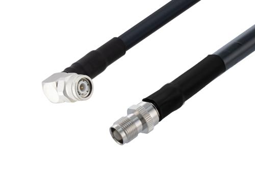 TNC オス直角 ～ TNC メス, ケーブル LMR-400-DB 同軸, 熱収縮チューブ