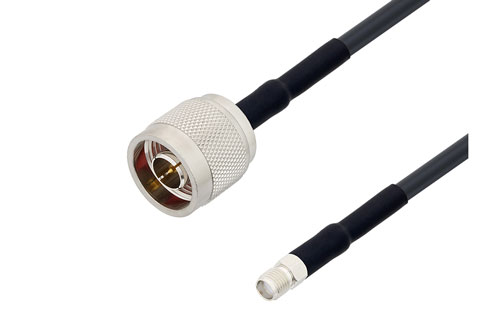 N オス ～  SMA メス 低損失ケーブル LMR-195-UF 同軸, 熱収縮チューブ