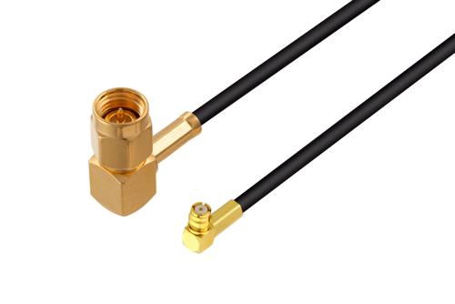 SMA オス直角 ～ プッシュオン SMP メス 直角, ケーブル LMR-100 同軸