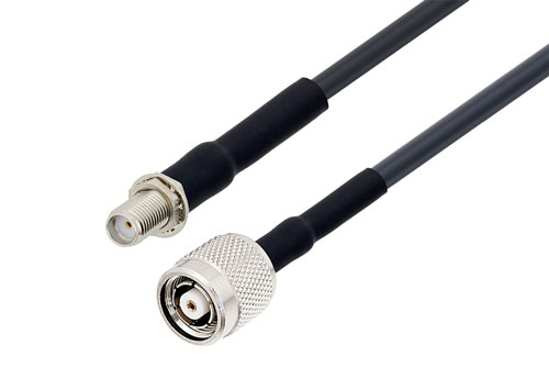 逆極性 TNC プラグ ～ SMA メス バルクヘッド 低損失ケーブル LMR-195 同軸, 熱収縮チューブ