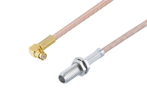 プッシュオン SMP メス 直角 ～ SSMA メス バルクヘッド, ケーブル RG316 同軸