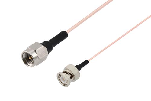 2.92mm オス ～ BNC オス ケーブル, PE-047SR 同軸, 熱収縮チューブ付