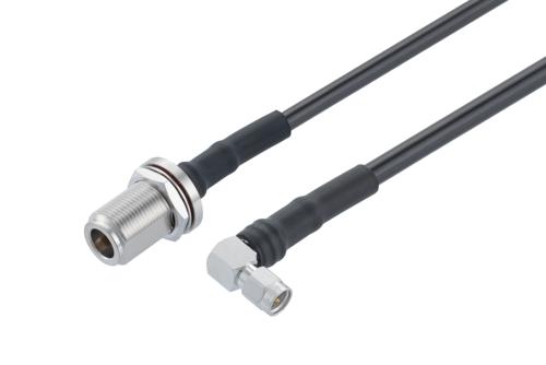 N メス バルクヘッド ～ SMA オス直角, ケーブル LMR-LW240 同軸
