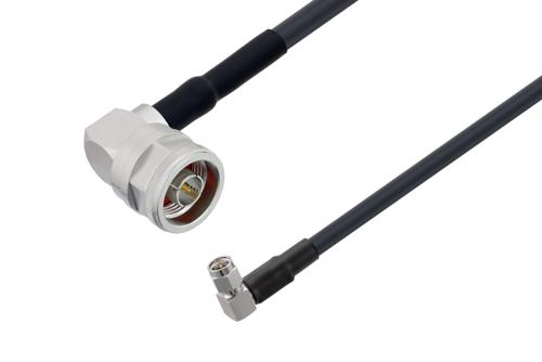 N オス 直角 ～ SMA オス 直角 ケーブル, LMR-240-FR 同軸 熱収縮チューブ付