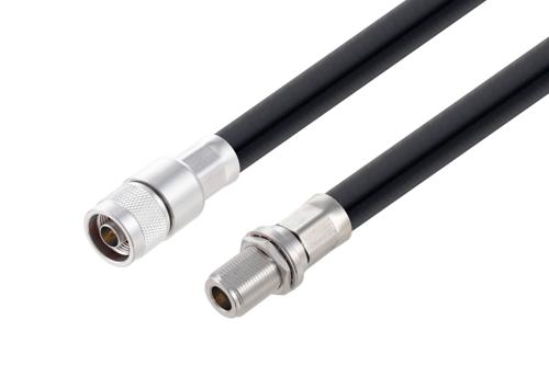 N メス バルクヘッド ～ N オス 低損失ケーブル, LMR-600-DB 同軸
