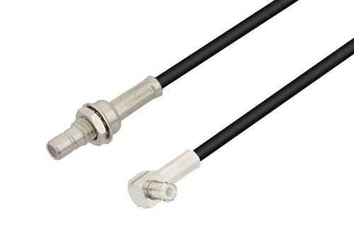 SMB ジャック バルクヘッド ～ MCX プラグ 直角 低損失ケーブル, LMR-100 同軸