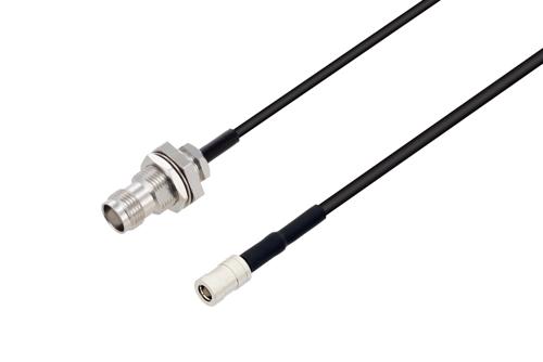 TNC メス バルクヘッド ～ SMB プラグ 低損失ケーブル, LMR-100 同軸, 熱収縮チューブ付