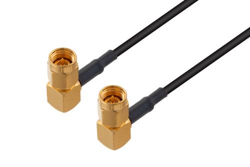 SMA オス 直角 ～ SMA オス 直角 低損失ケーブル, PE-C100-LSZH 同軸, 熱収縮チューブ付